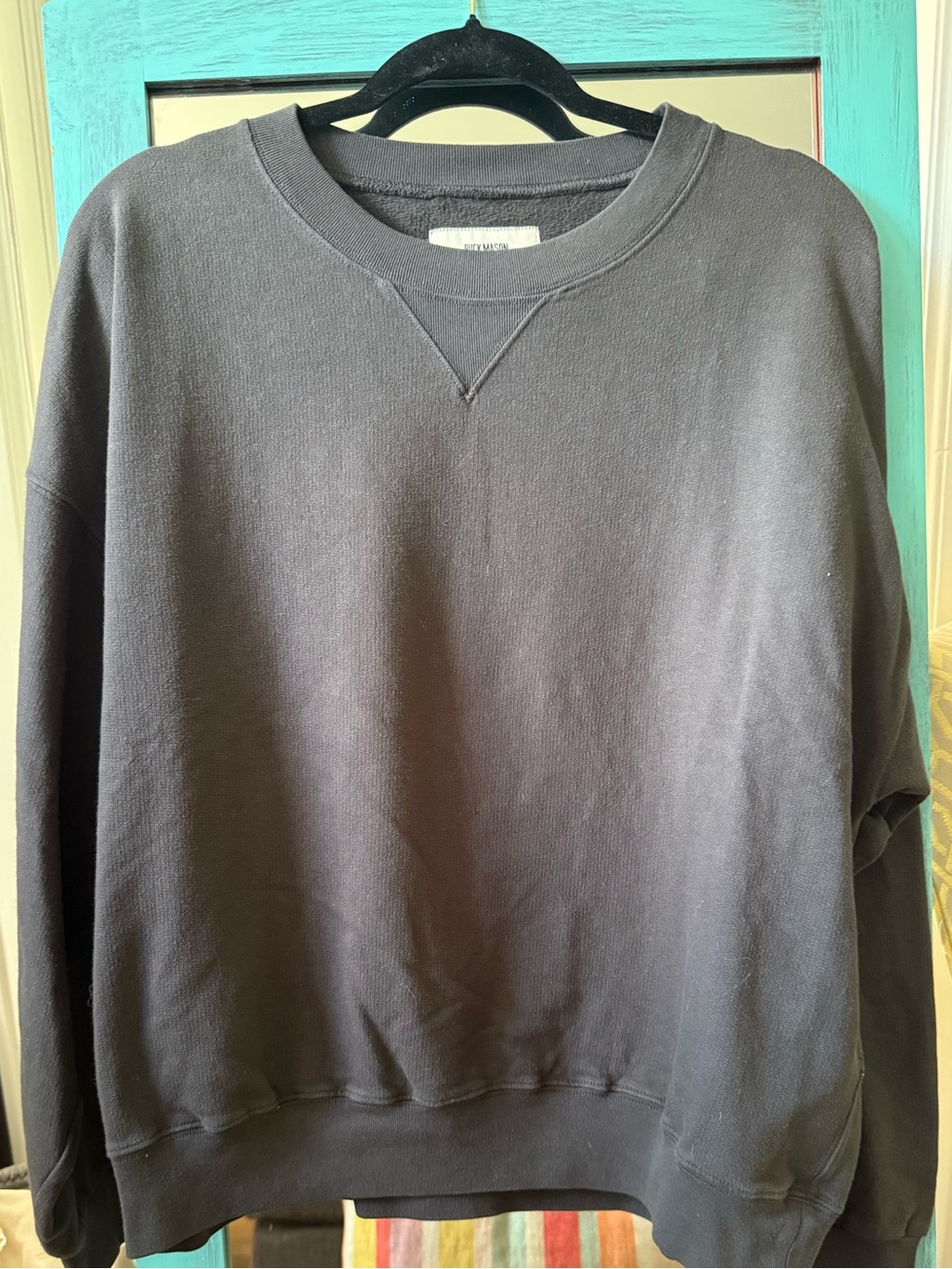 NWT Vintage Washed Black -womens Buck Mason  Crewneck Sweatshirt